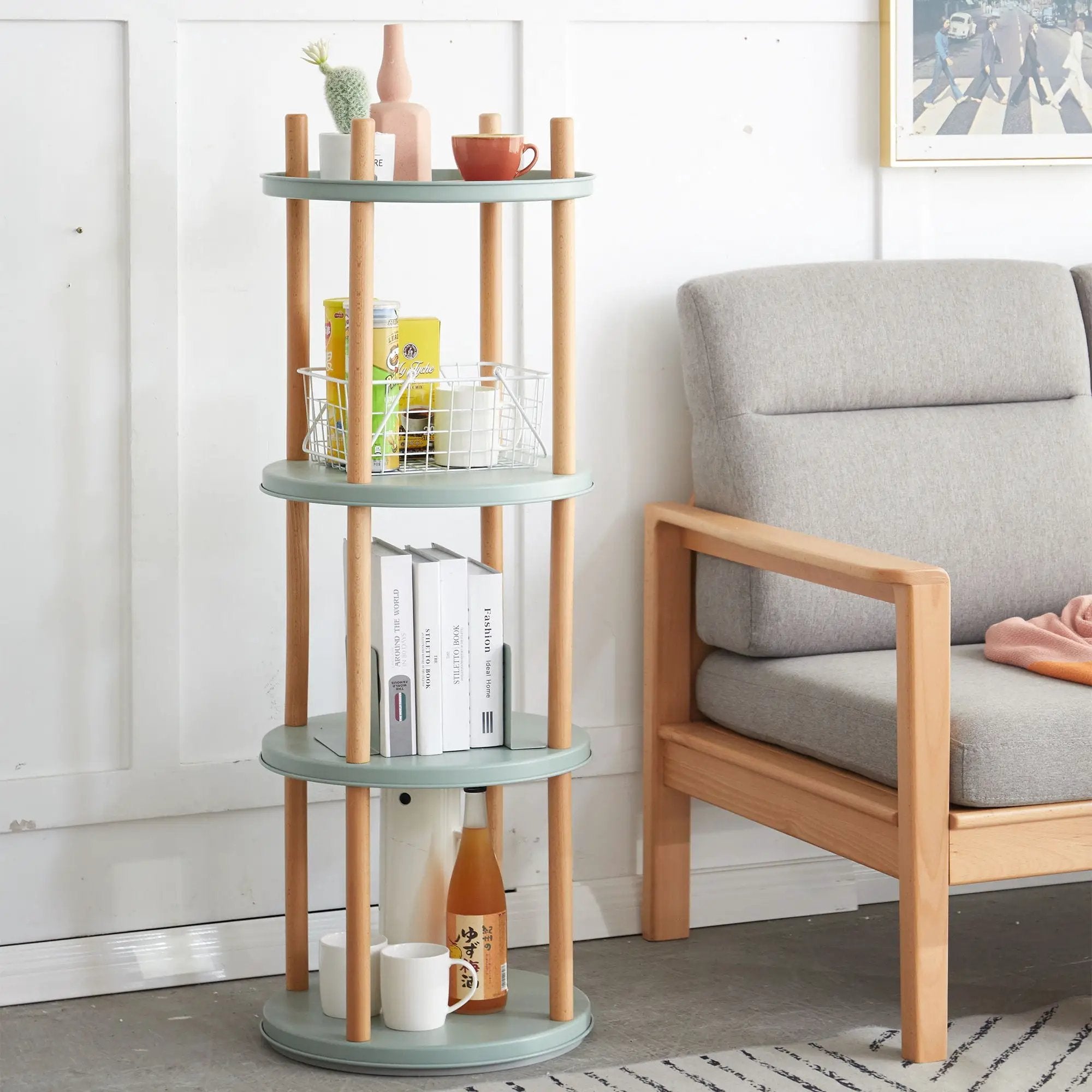 Storage Shelf, 360° Rotating Bookshelf, Bookcase With Large-Capacity Storage Space, Multifunctional Storage Rack, Compact Design For Living Room by HouseOfZazla