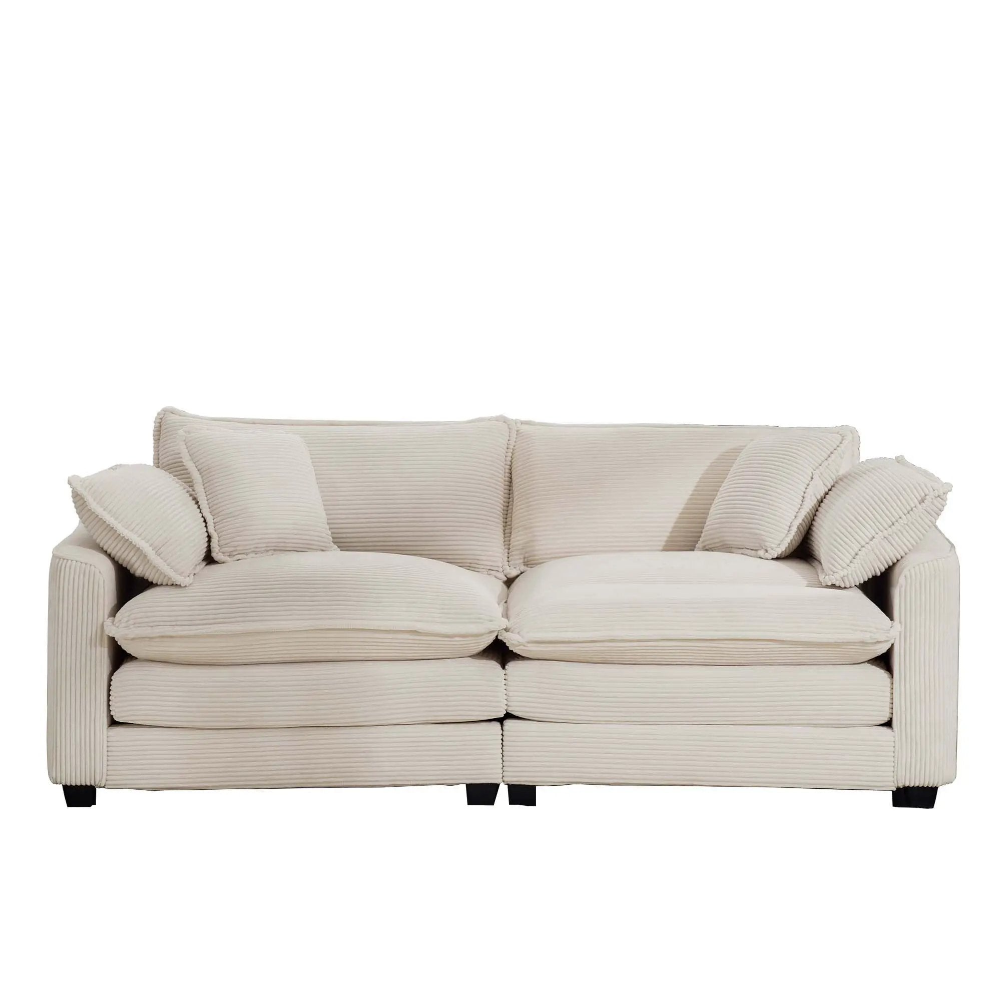 Modern 2 Seater With 4 Pillows, Upholstered Deep Seating Loveseat by Unique Piece Furniture