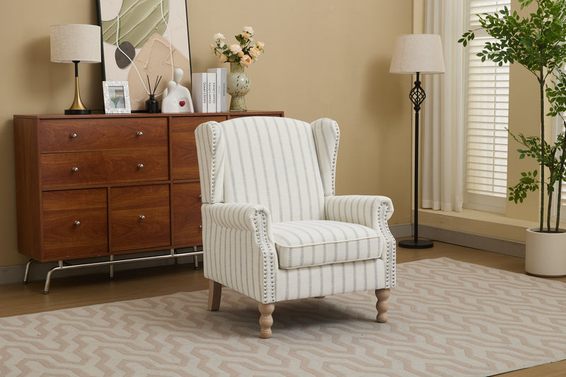 Modern Accent Chair with Retro Wood Legs and Floral Design by HouseOfZazla
