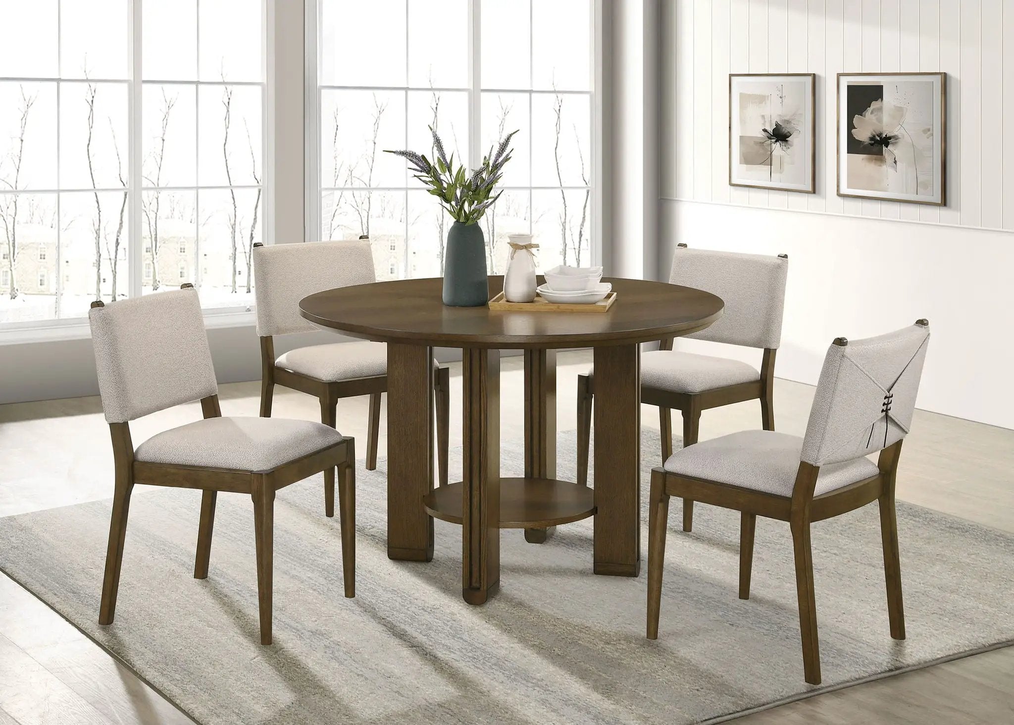 Ottowa 5-piece Round Wood Dining Room Table Set Brown by Unique Piece Furniture