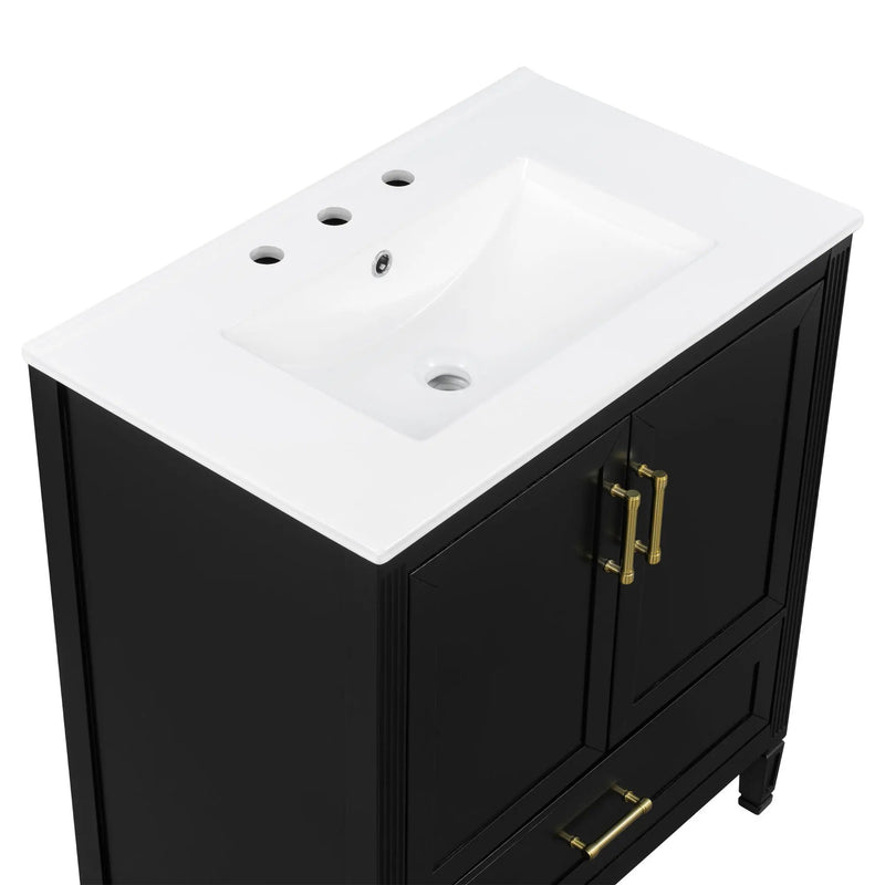 Elegant Fluted Bathroom Vanity With Sink, Soft Close Doors & Drawer by HouseOfZazla