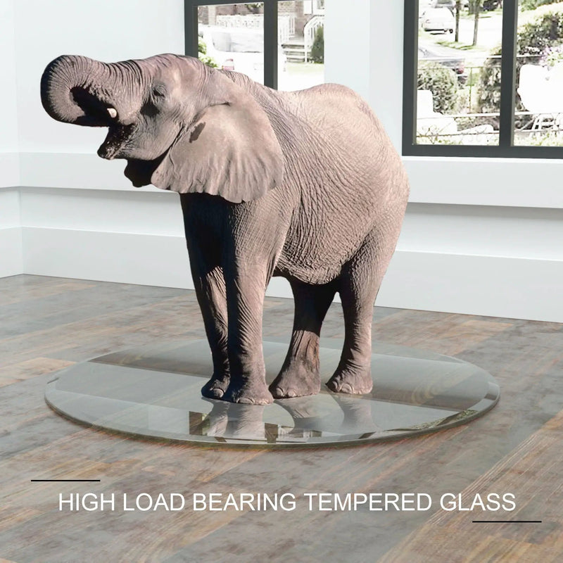 36" Round Tempered Glass Table Top Clear Glass 1 / 4" Thick Flat Polished Edge - Transparent by HouseOfZazla