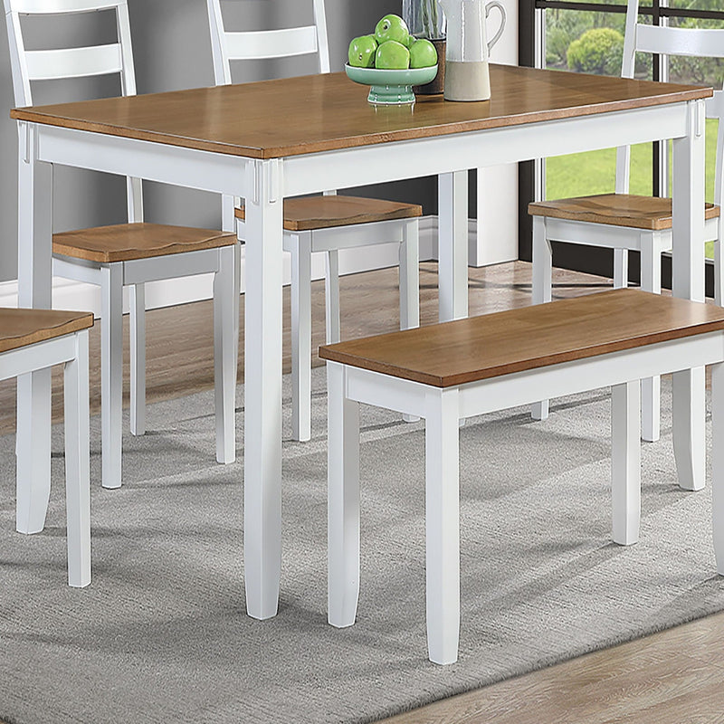 6 Piece Dining Set Table With 4 Side Chairs And Bench - Light Brown / White by HouseOfZazla