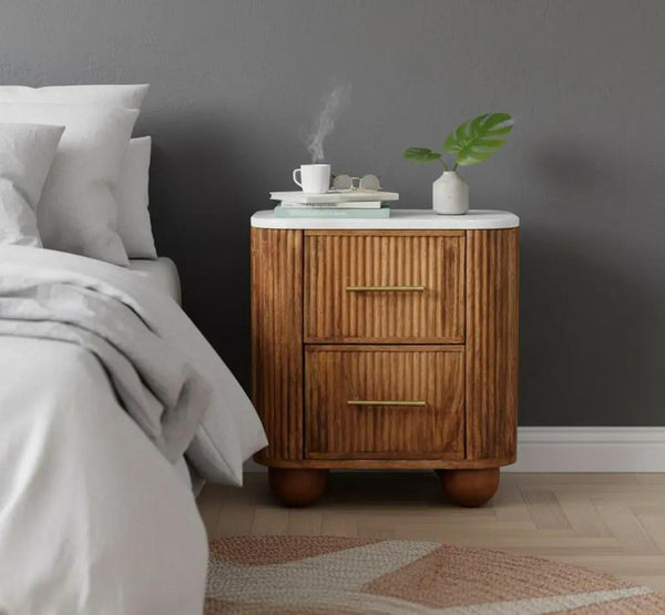 Artisan Furniture Solid Wood Aurora Marble Nightstand
