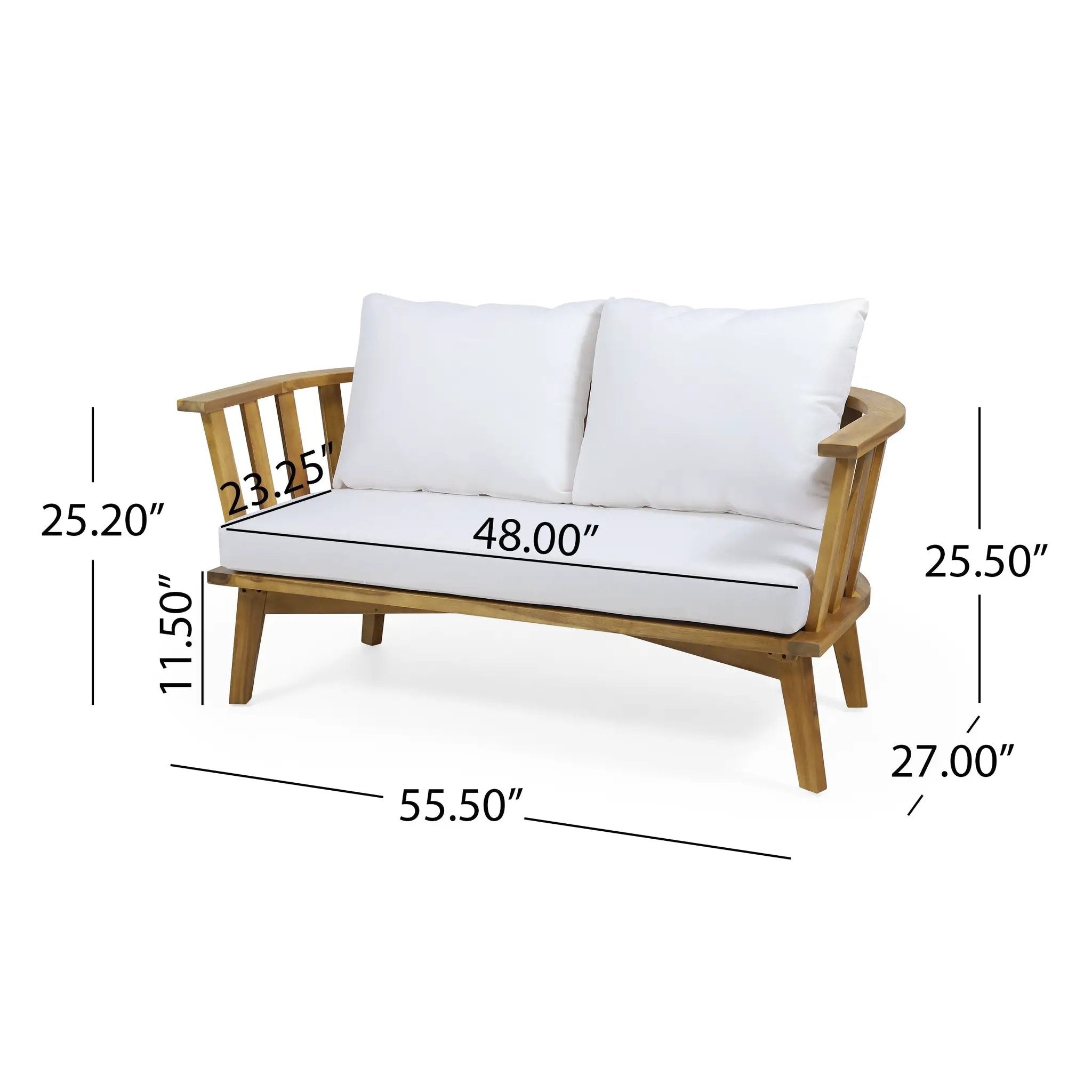 4-Pieces Acacia Wood Patio Furniture Set with Cushions by HouseOfZazla