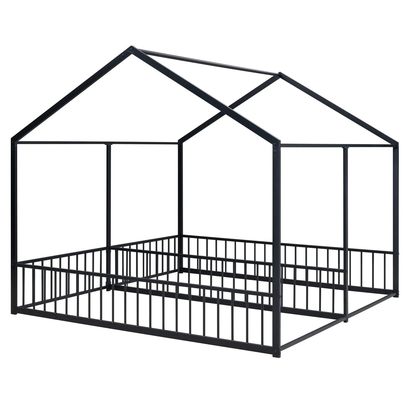 House Platform Beds, 2 Shared Beds, Metal Frame With Guardrails by HouseOfZazla