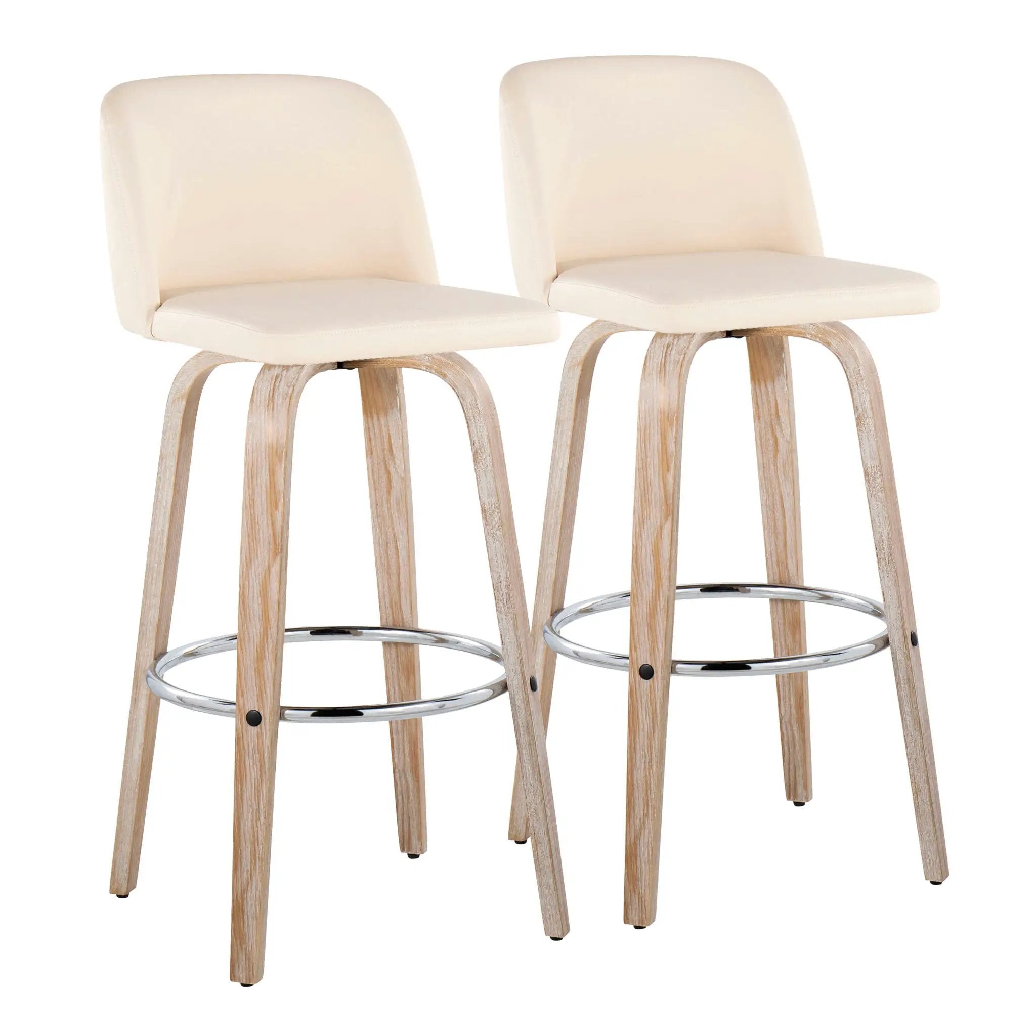 Toriano - Contemporary Fixed Height Barstool With Swivel & Round Footrest (Set of 2) by Unique Piece Furniture