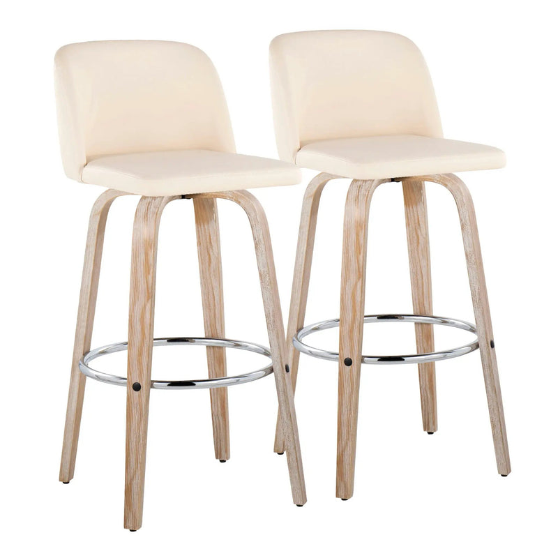 Toriano - Contemporary Fixed Height Barstool With Swivel & Round Footrest (Set of 2) by Unique Piece Furniture