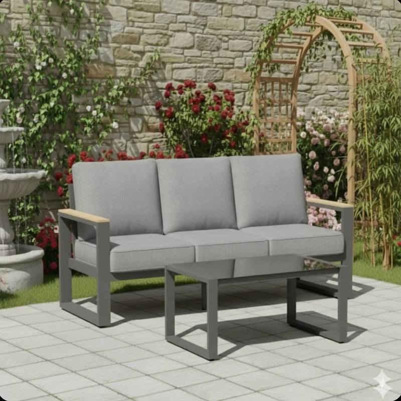 Modern Outdoor Sofa Set With Coffee Table by HouseOfZazla