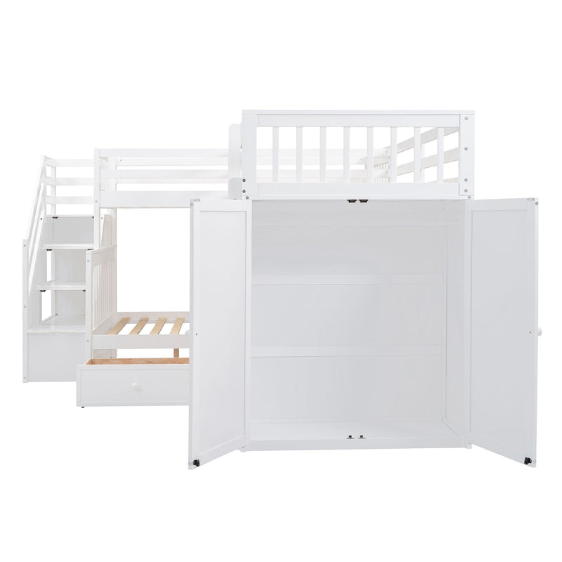 L Shaped Bunk Bed With 3 Drawers, Portable Desk And Wardrobe by HouseOfZazla