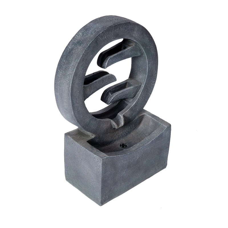 26.77'H Gray Circular Polyresin Outdoor Water Fountain with LED Light by HouseOfZazla