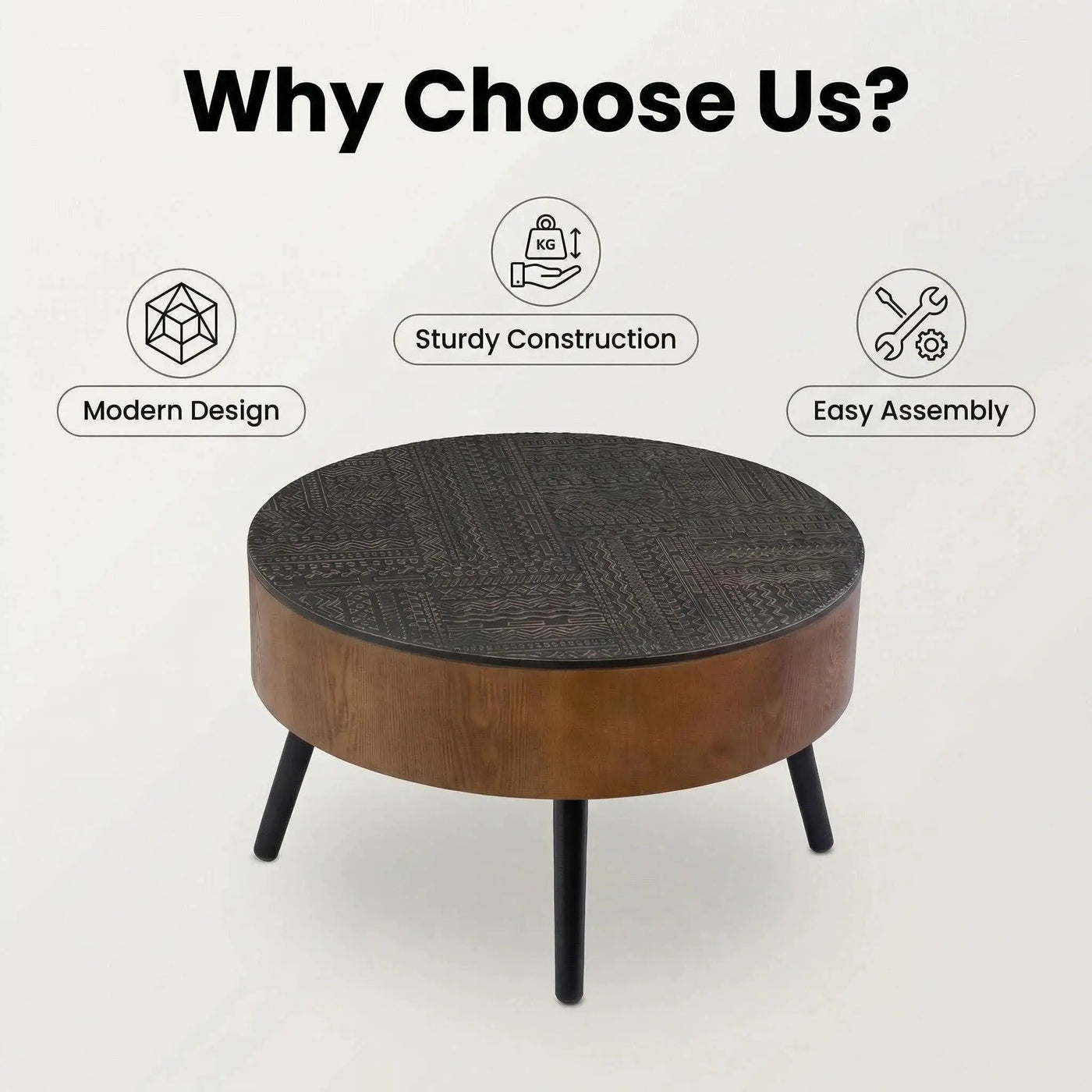 Round Coffee Table With Storage Function For Living Rooms by HouseOfZazla