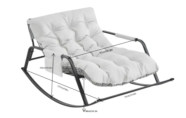 Samba Rocking Chair with Extra-Wide Technical Leather Upholstered Gliding Chair by HouseOfZazla