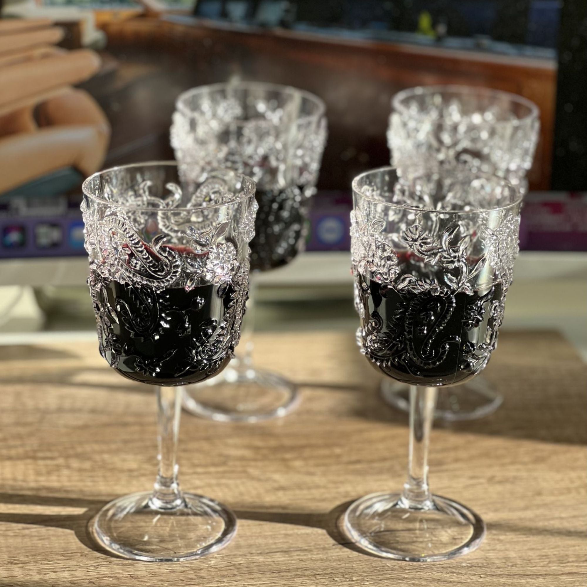 Paisley Acrylic Wine Glasses (Set of 4) by HouseOfZazla