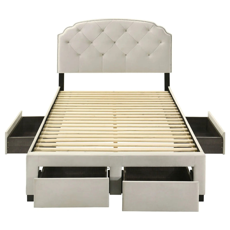 Marianna 4-drawer Upholstered Full Storage Bed Cream by Unique Piece Furniture