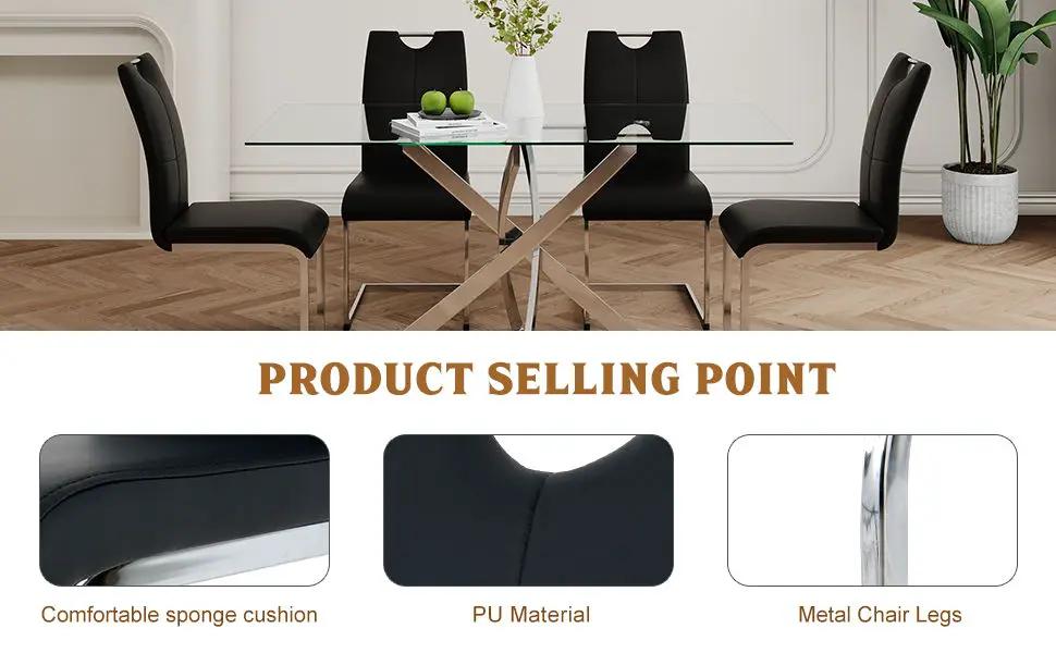 Modern Dining Chairs With Padded Seat And Metal Legs by HouseOfZazla