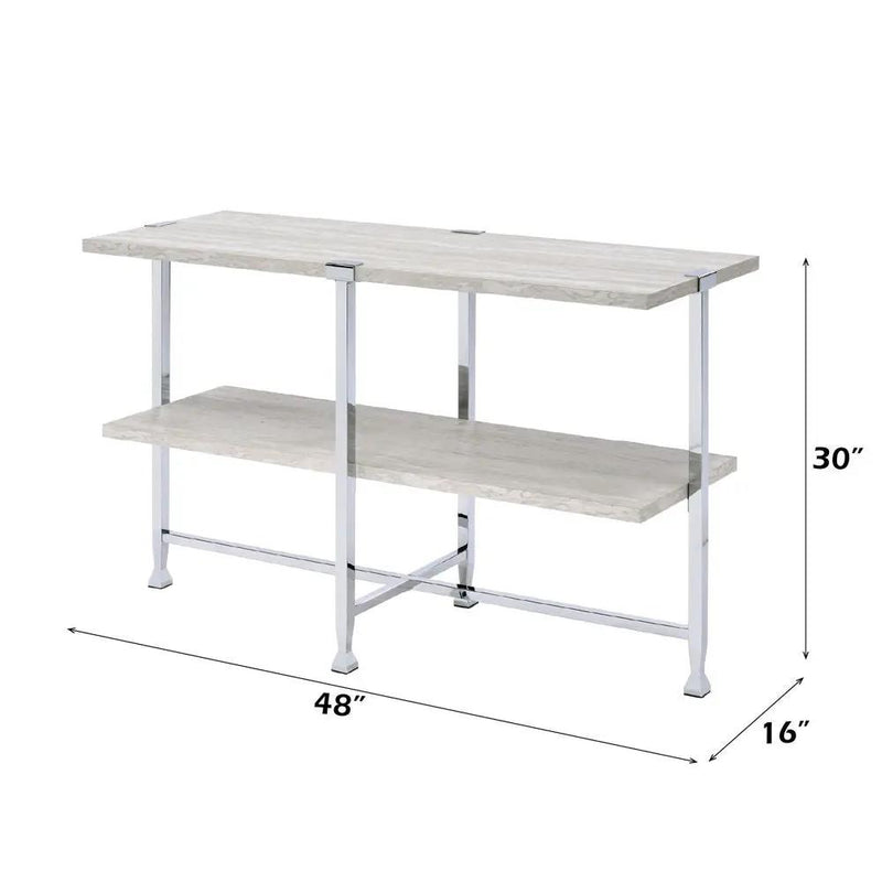 Brecon - Sofa Table - White Oak & Chrome by Unique Piece Furniture