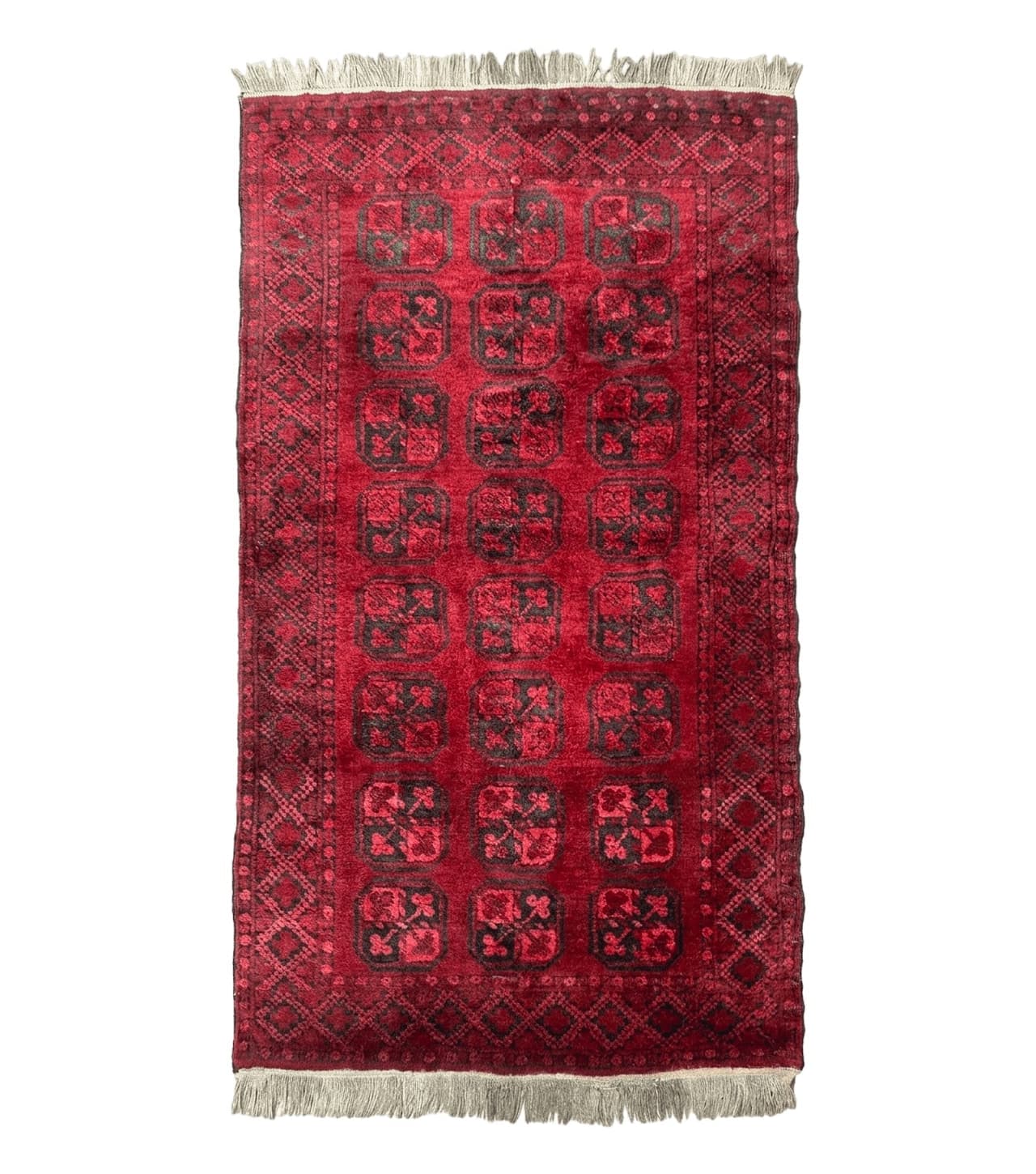Afghan Turkoman Bokhara Bashir Rug 3x6, Red by Jewel Rugs