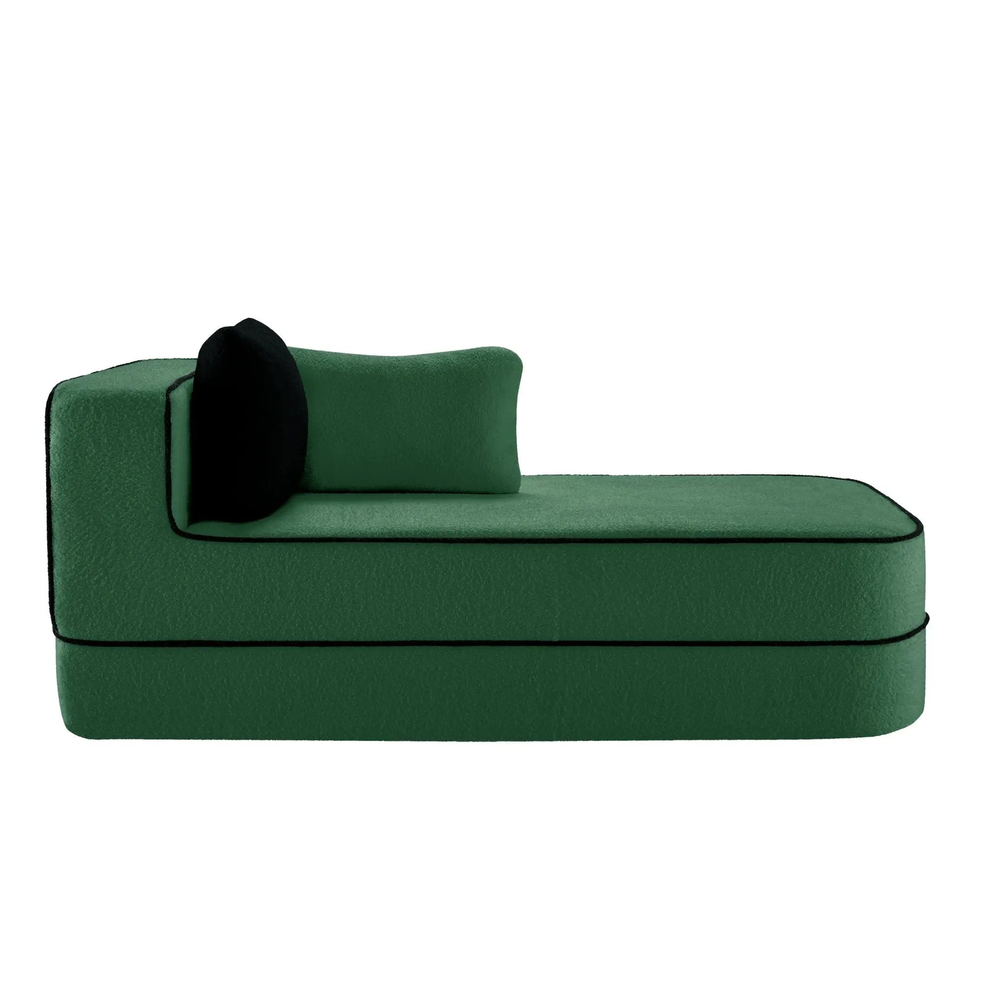 ELYSEES Right Chaise Sofa W/Pillows Teddy Fabric - Green by HouseOfZazla