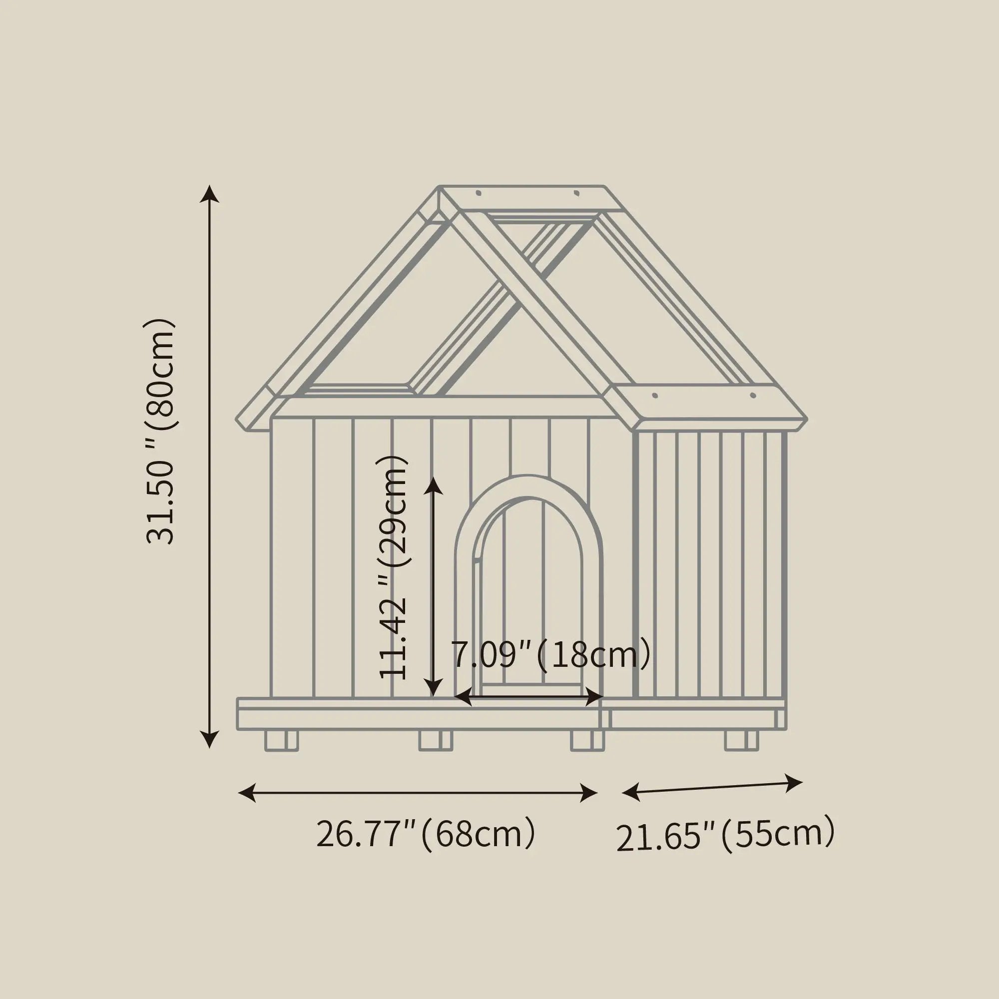 Daisy Cat House With Roof & Indoor Outdoor Pet Shelter For Cats & Small Dogs (11–25 Lbs) - White / Wood by HouseOfZazla