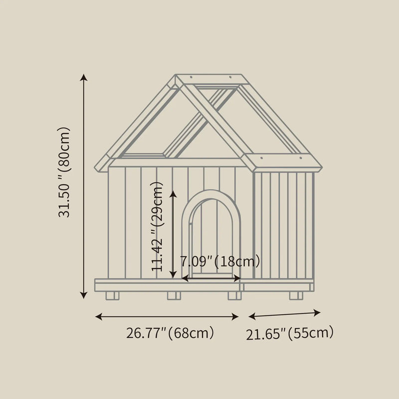 Daisy Cat House With Roof & Indoor Outdoor Pet Shelter For Cats & Small Dogs (11–25 Lbs) - White / Wood by HouseOfZazla