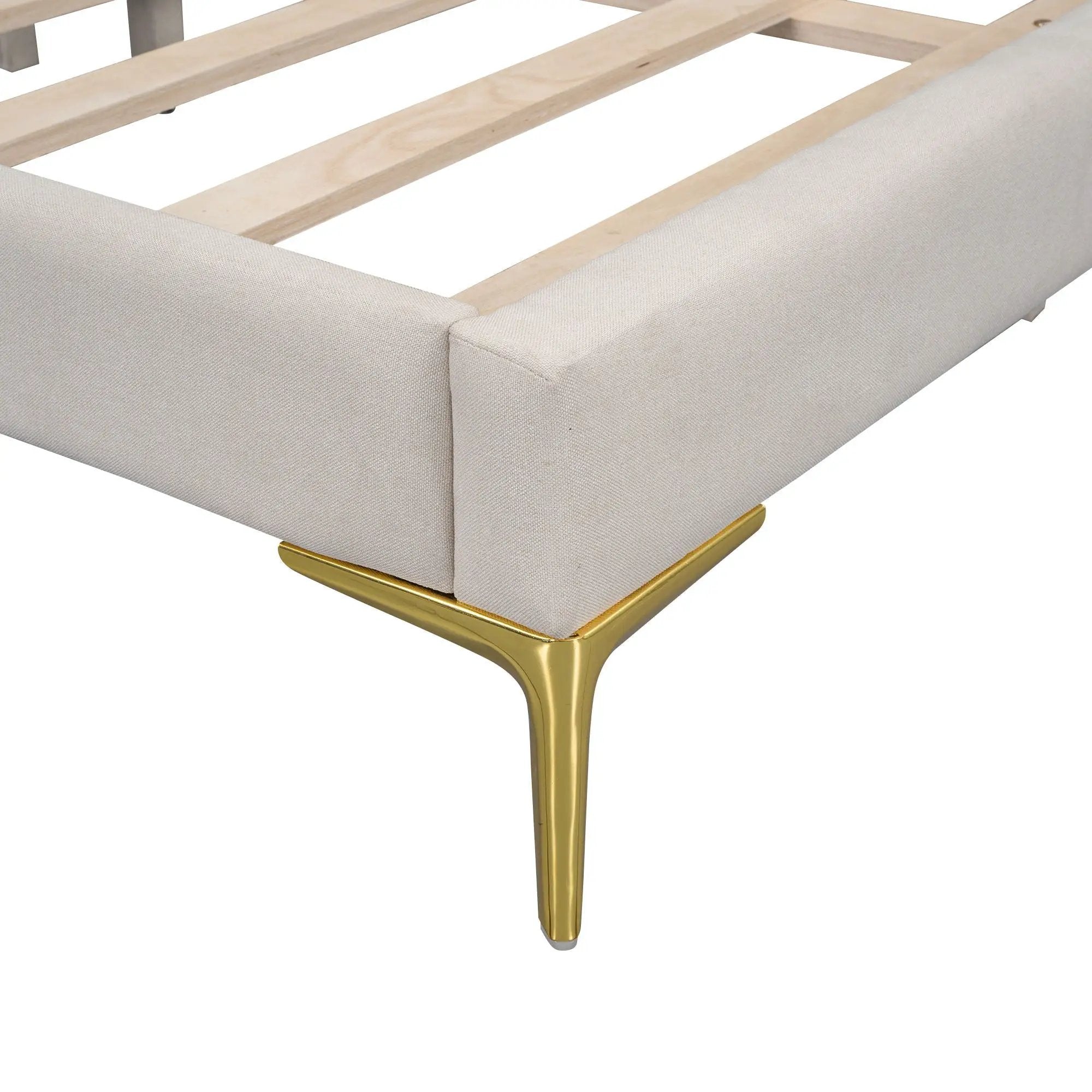 Upholstered Daybed With Headboard And Armrest, Support Legs by HouseOfZazla