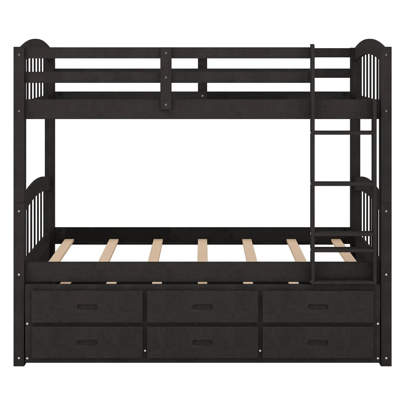 Bunk Bed With Trundle And Drawers, Arched Headboard And Footboard by HouseOfZazla