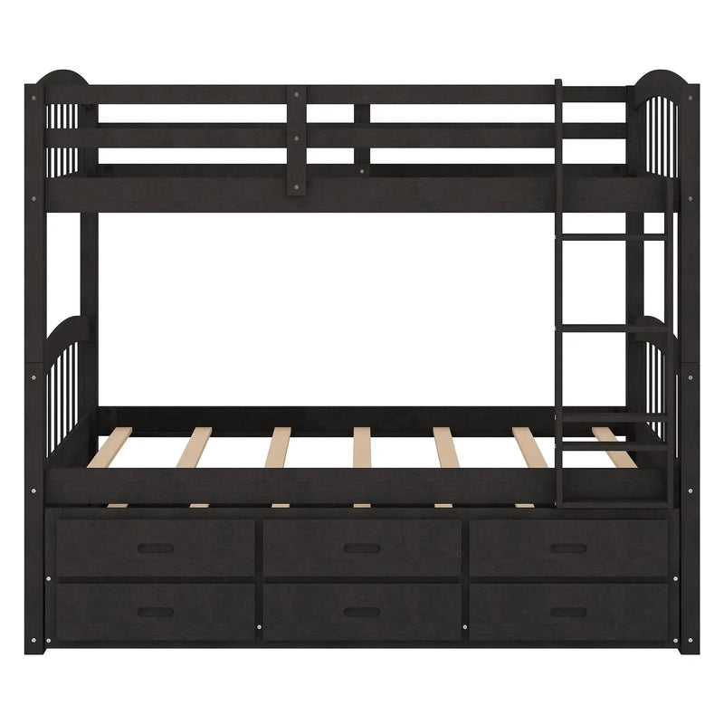 Bunk Bed With Trundle And Drawers, Arched Headboard And Footboard by Unique Piece Furniture