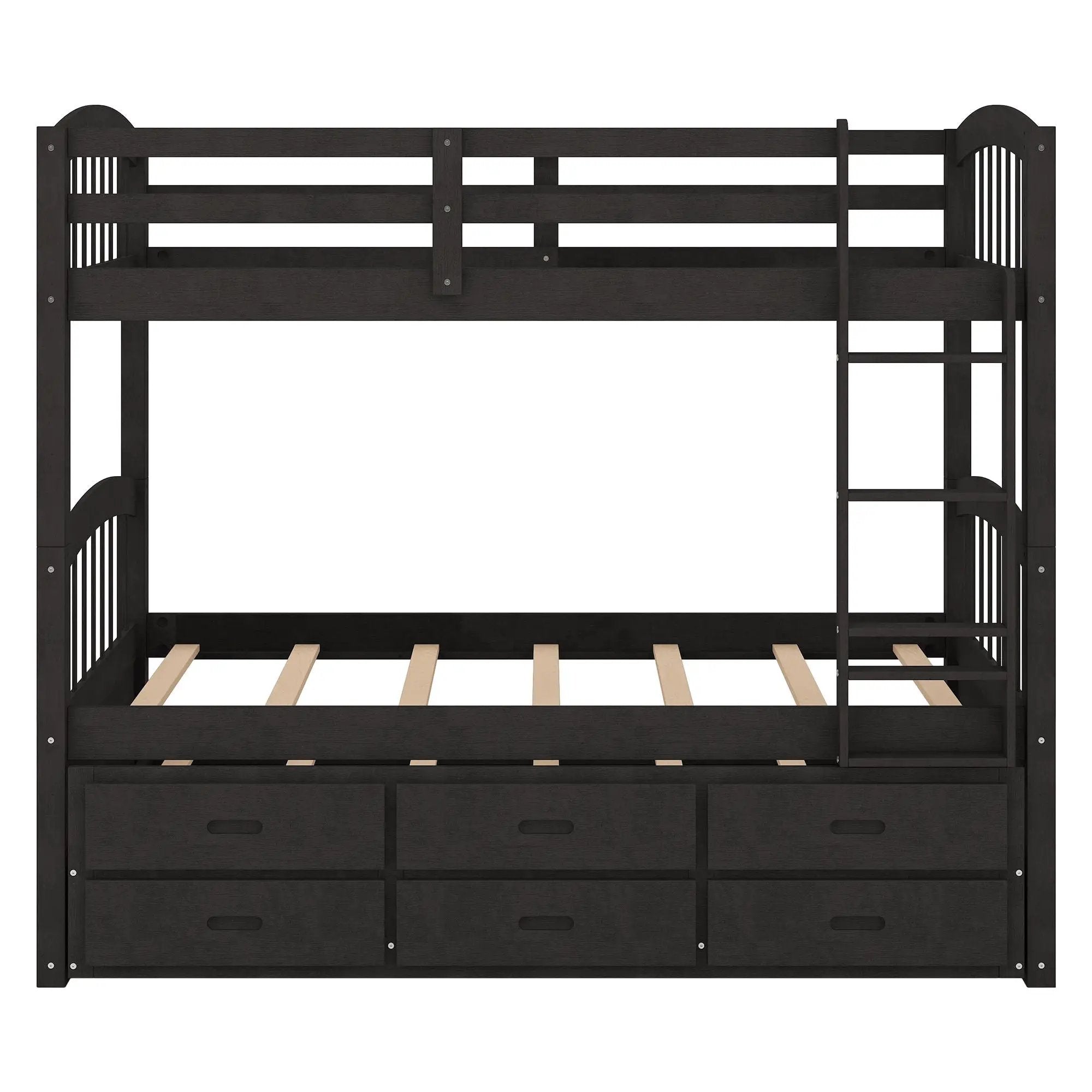Bunk Bed With Trundle And Drawers, Arched Headboard And Footboard by Unique Piece Furniture