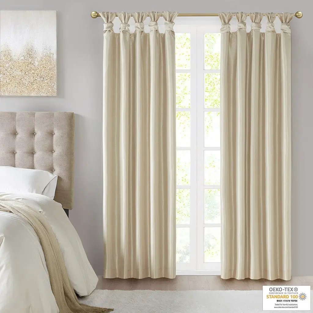 Twist Tab Total Blackout Window Curtain Panel Champagne 50x95 by HouseOfZazla