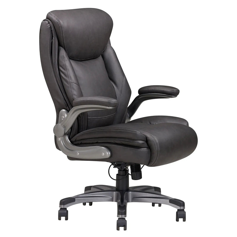 Bonded Leather Upholstered Office Chair With Adjustable Height And Armrest - Gray by HouseOfZazla