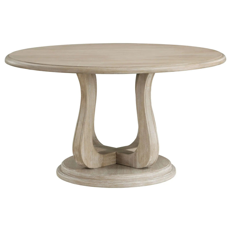 Verdugo - Round Dining Table With Pedestal Base - White Washed by HouseOfZazla