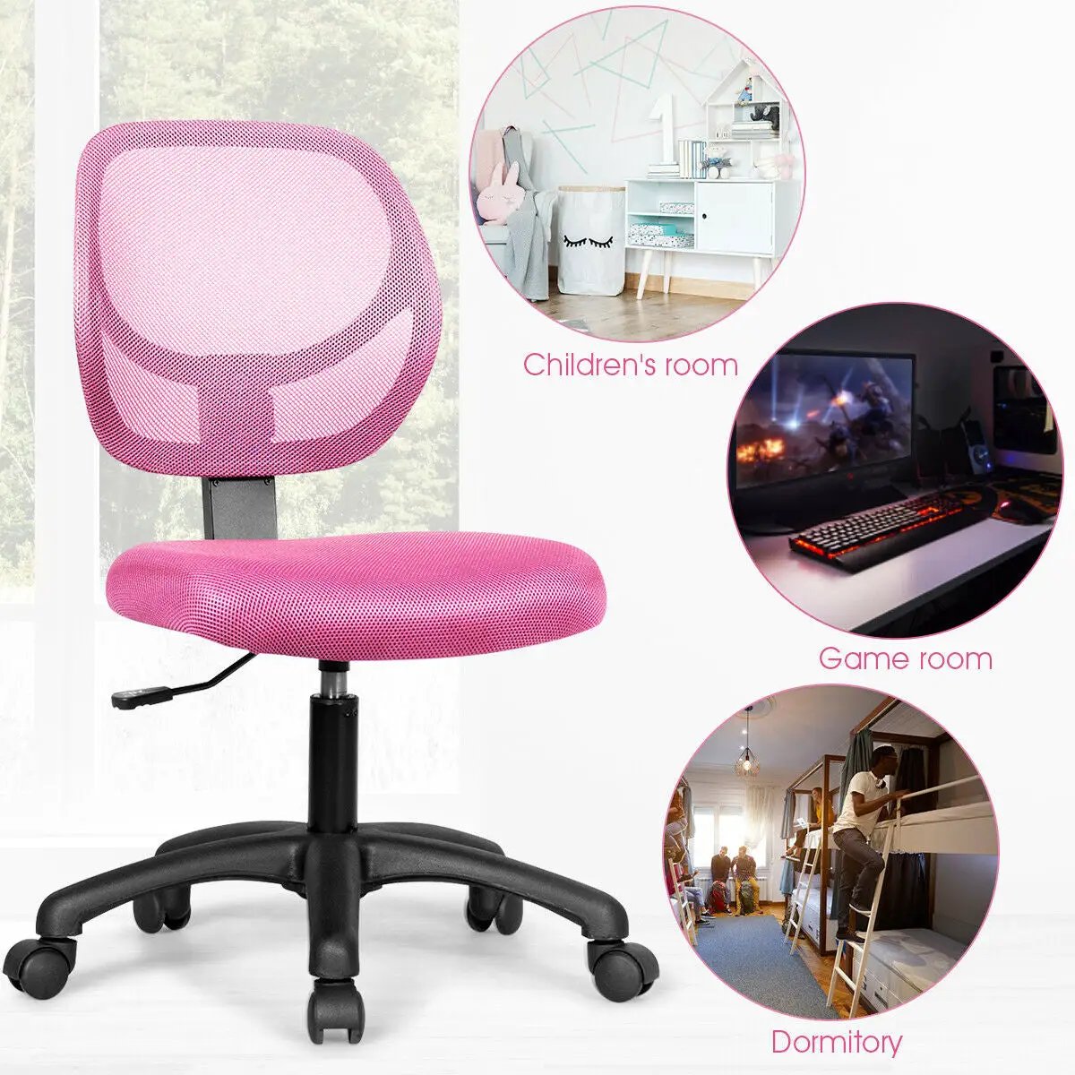Low-back Computer Task Chair with Adjustable Height and Swivel Casters, photo 22 of 24