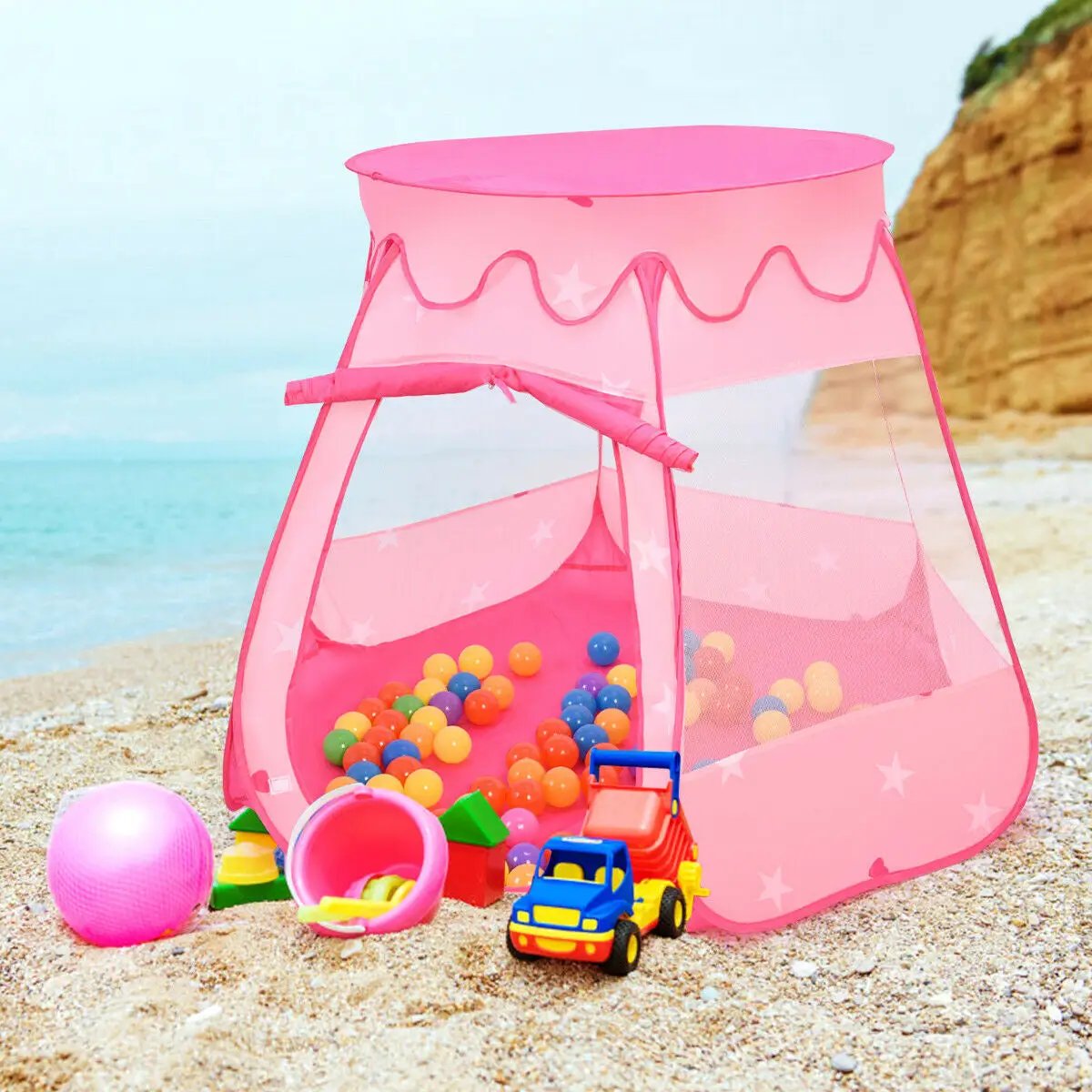Pink Portable Kid Play House Play Tent with 100 Balls by DirectDeals