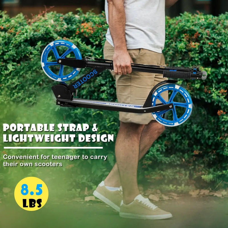 Portable Folding Sports Kick Scooter with LED Wheels-Blue by DirectDeals