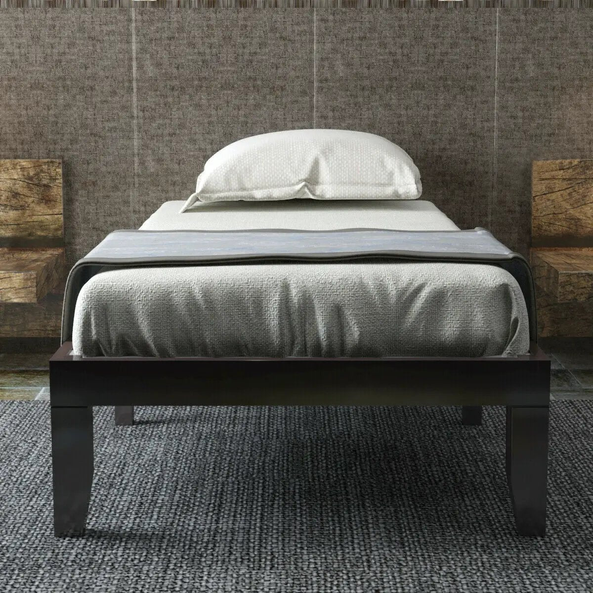 Twin Size 14 Inch Wooden Slats Bed Mattress Frame, photo 7 of 10