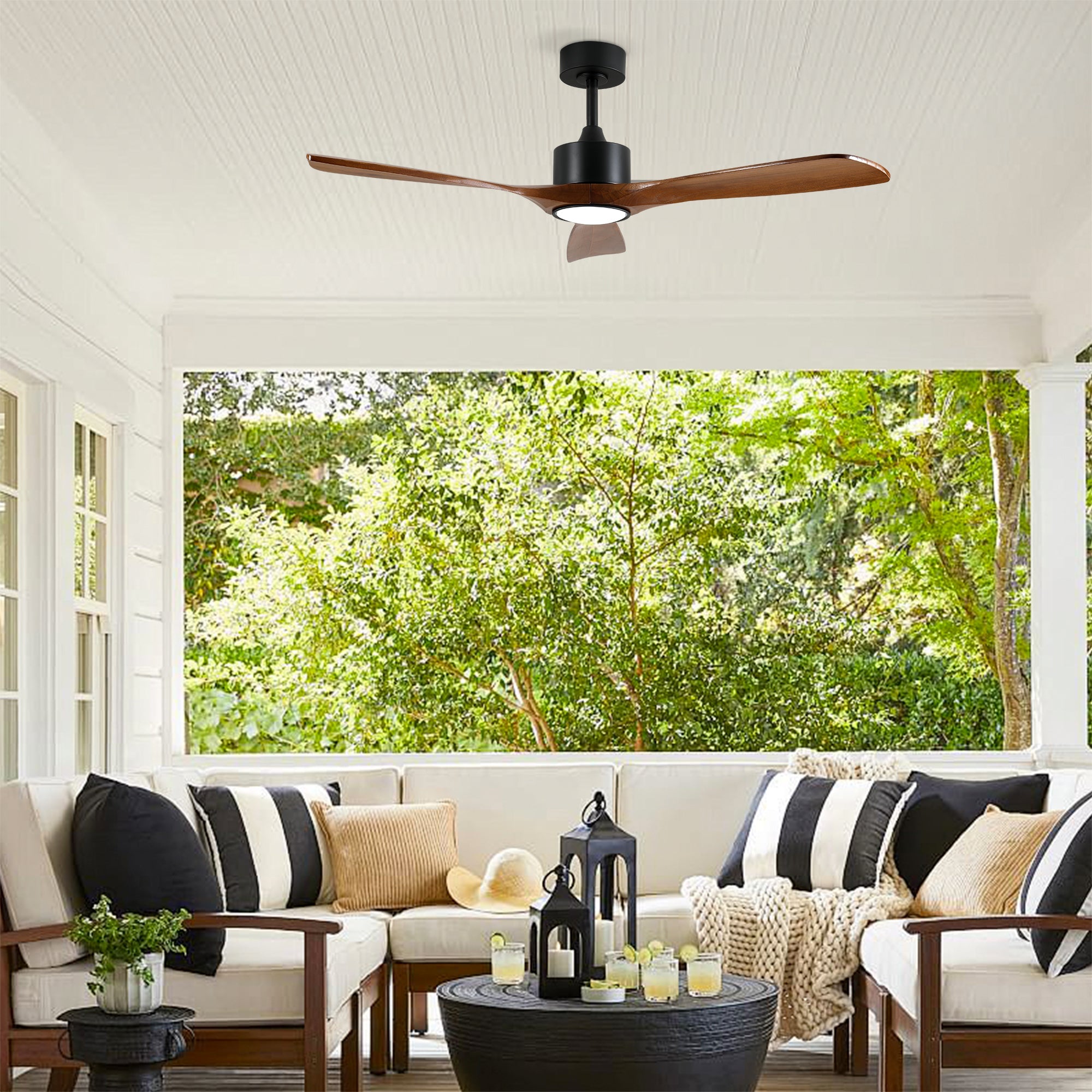 52 Inch Solid Wood Ceiling Fan with Light Kit and Remote Control by HouseOfZazla