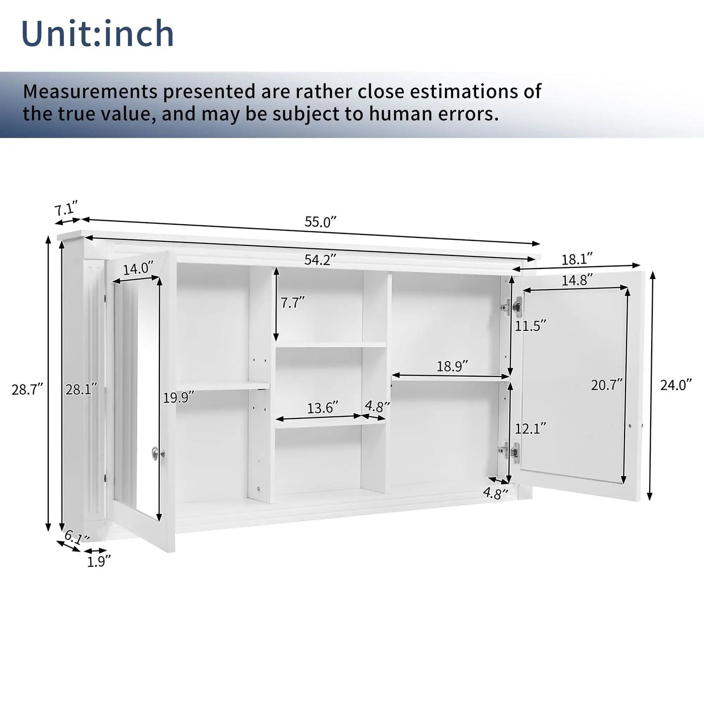 Modern Wall-Mount 2 In 1 Mirror Cabinet With Adjustable Shelves, Soft-Closing Hinges by HouseOfZazla