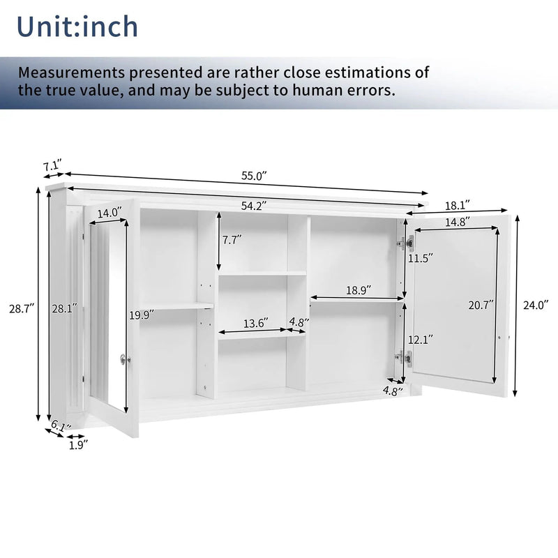 Modern Wall-Mount 2 In 1 Mirror Cabinet With Adjustable Shelves, Soft-Closing Hinges by Unique Piece Furniture
