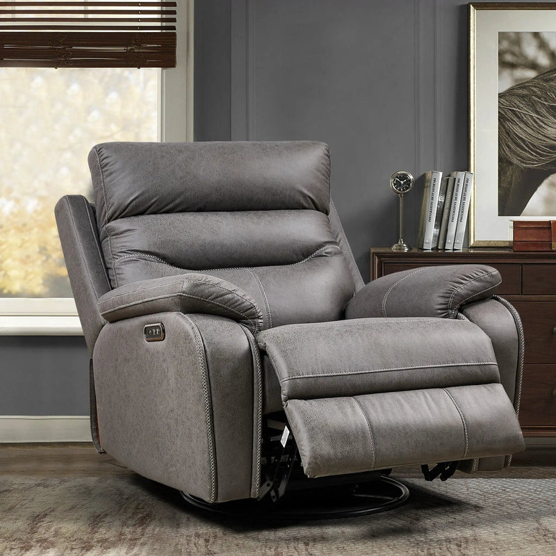 Liyasi - Dual Okin Motor Rocking And 240° Swivel Single Sofa Seat Recliner Chair Infinite Position, Head Rest With Power Function by HouseOfZazla