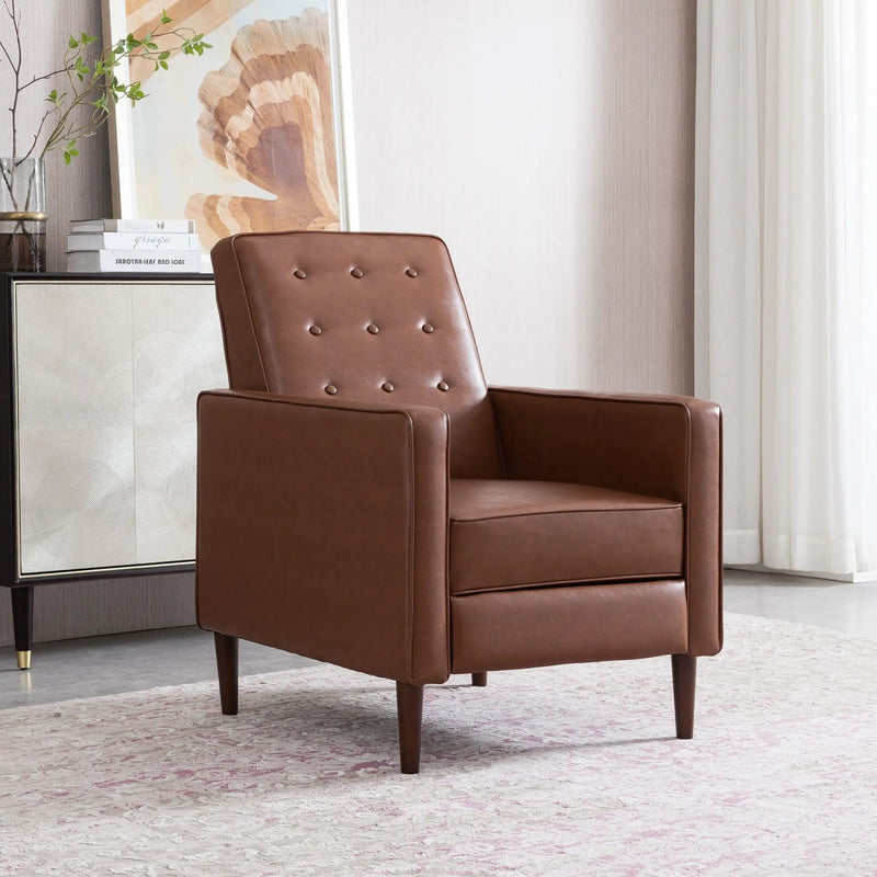 Mid-Century Modern Recliner With Button Tufted Waffle Stitch by Unique Piece Furniture