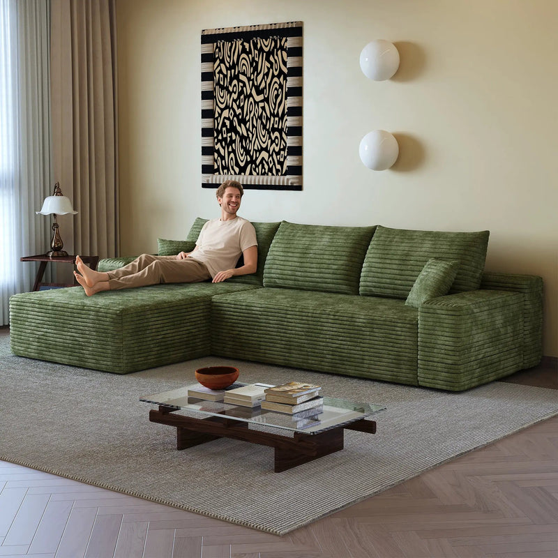 107" Cloud Sectional Couch with L-Shape Chaise by HouseOfZazla