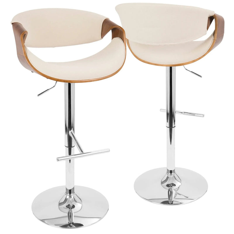 Curvo - Mid Century Modern Adjustable Barstool With Swivel With Straight T Footrest by HouseOfZazla
