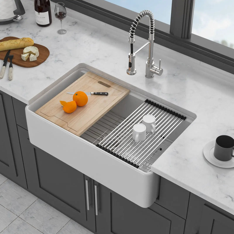 Single Bowl Kitchen Sink Workstation - White by HouseOfZazla