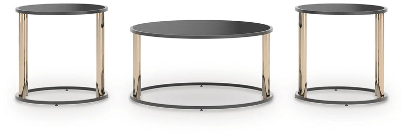 Hannerly - Occasional Table Set (Set of 3) - Black / Gold Finish by Unique Piece Furniture