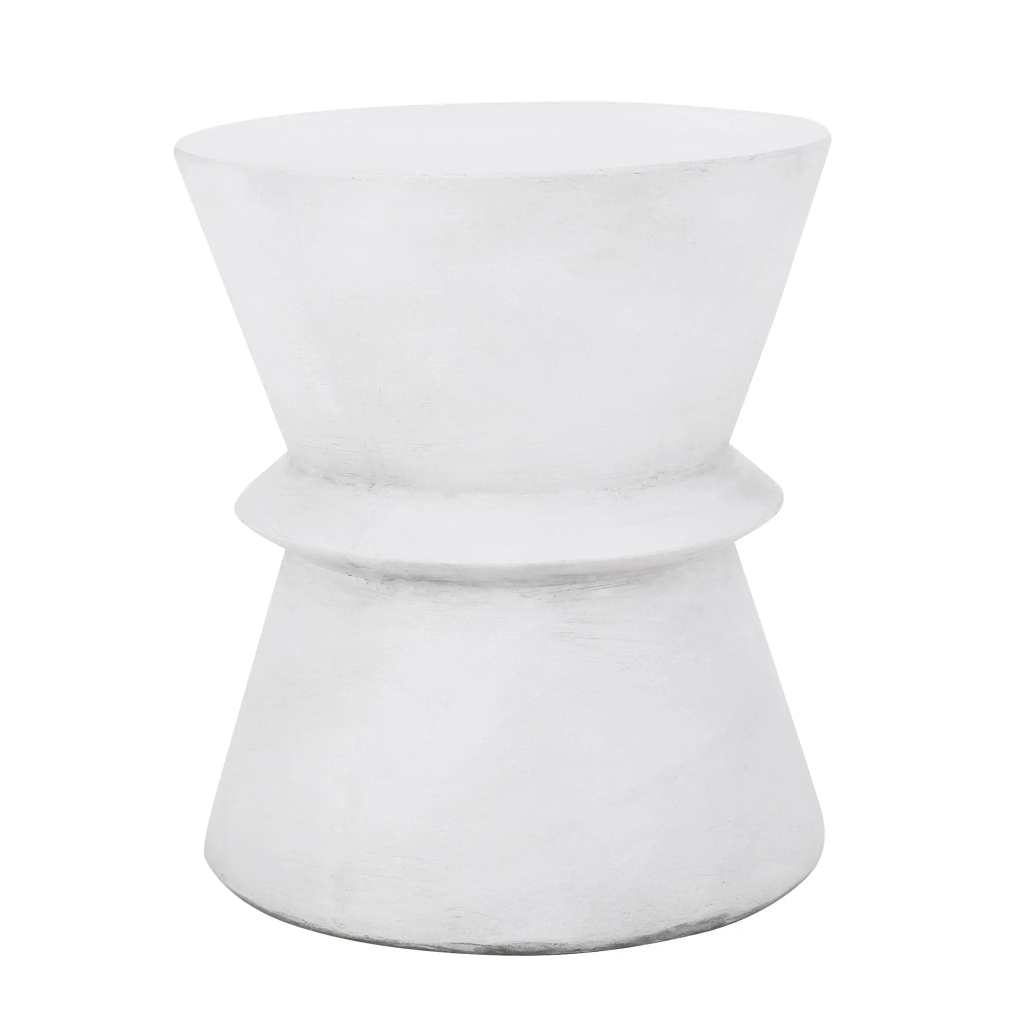 Outdoor Lightweight Concrete End Table With Hourglass Structure - Antique White by HouseOfZazla