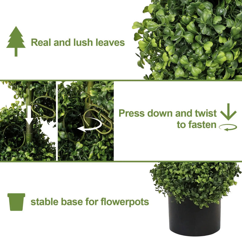 7FT Spiral Topiary Trees Artificial Outdoor Faux Boxwood Plants by HouseOfZazla