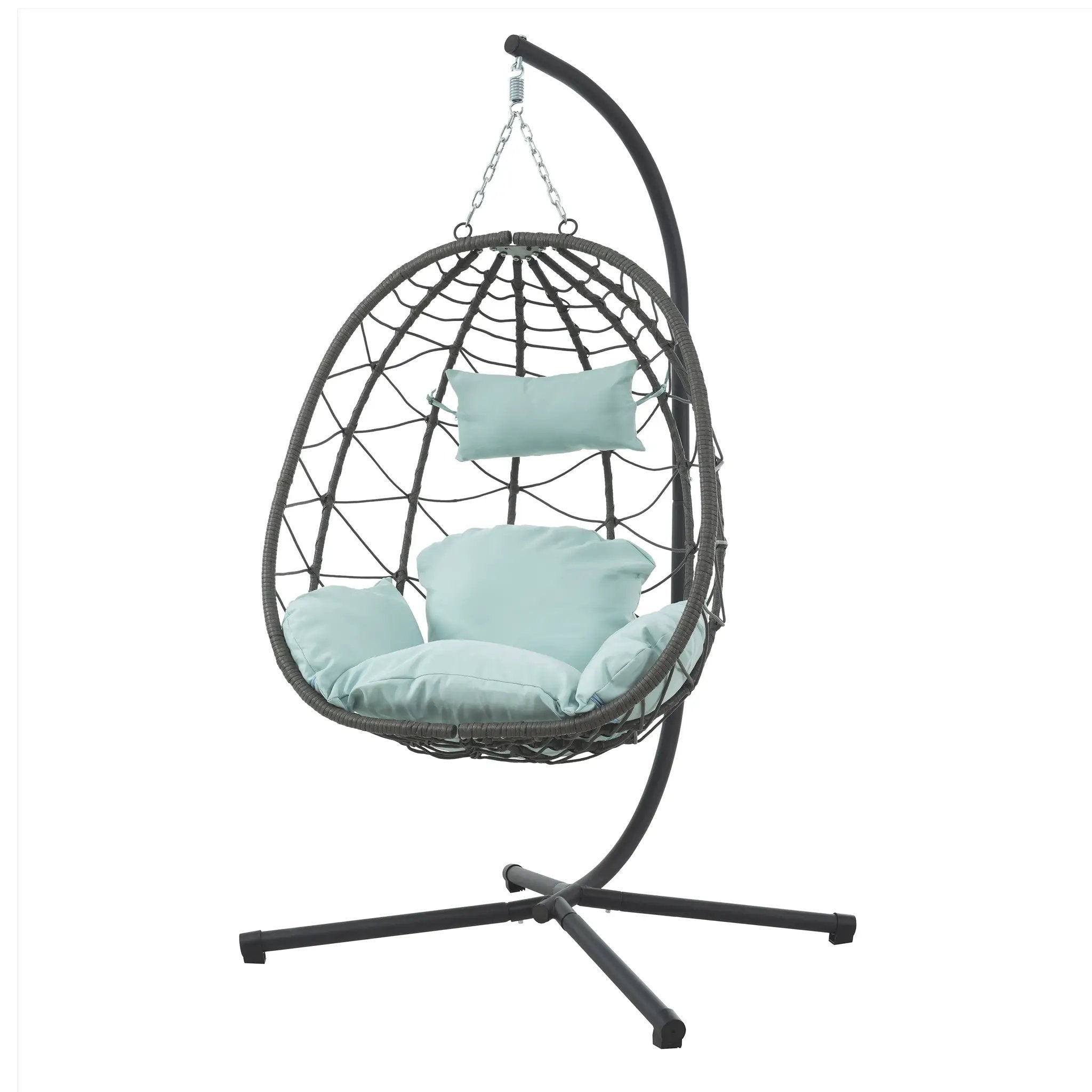 Egg Chair with Stand Indoor Outdoor Swing Chair Patio Wicker Hanging Egg Chair by HouseOfZazla