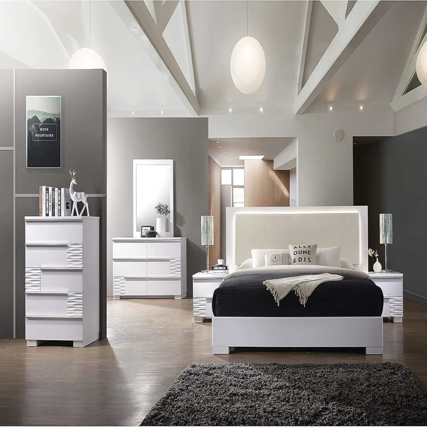 2 Drawer Nightstand, Bedside Table - White by HouseOfZazla