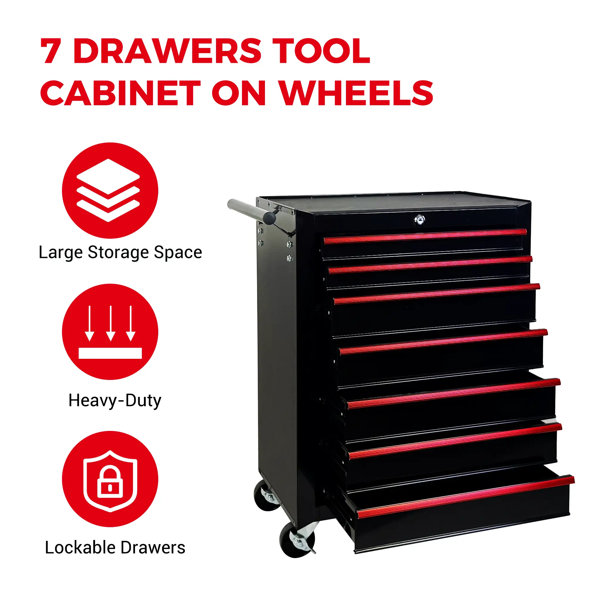 Rolling Metal Tool Chest with 7 Drawers - Black by HouseOfZazla